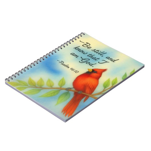 Psalm 46:10 Be Still Red Cardinal Scripture Nature Notizblock (Linke Seite)