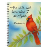 Psalm 46:10 Be Still Red Cardinal Scripture Nature Notizblock (Vorderseite)