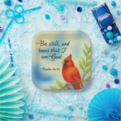 Psalm 46:10 Be Still Red Cardinal Scripture Nature Pappteller (Party)