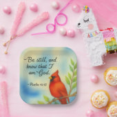 Psalm 46:10 Be Still Red Cardinal Scripture Nature Pappteller (Party)