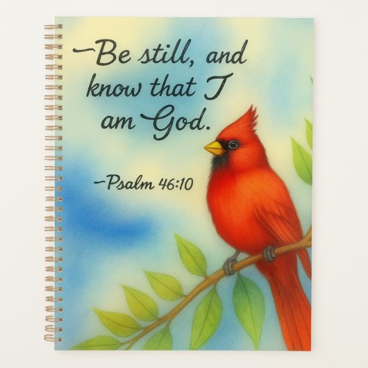 Psalm 46:10 Be Still Red Cardinal Scripture Nature Planer (Vorderseite)