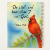 Psalm 46:10 Be Still Red Cardinal Scripture Nature Planer (Rückseite)