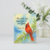 Psalm 46:10 Be Still Red Cardinal Scripture Nature Postkarte (Stehend Vorderseite)