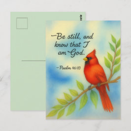 Psalm 46:10 Be Still Red Cardinal Scripture Nature Postkarte