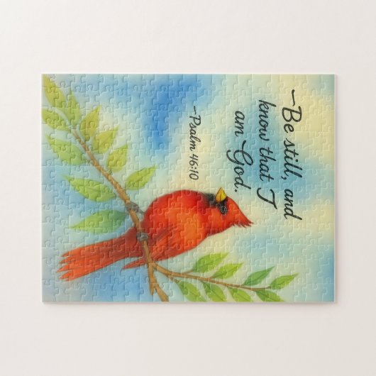 Psalm 46:10 Be Still Red Cardinal Scripture Nature Puzzle (Horizontal)