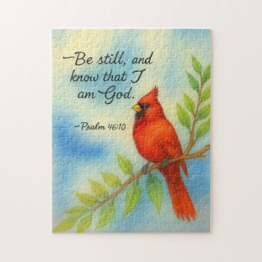 Psalm 46:10 Be Still Red Cardinal Scripture Nature Puzzle (Vertikal)