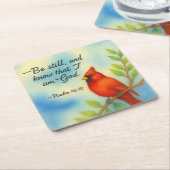 Psalm 46:10 Be Still Red Cardinal Scripture Nature Rechteckiger Pappuntersetzer (angewinkelt)