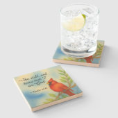 Psalm 46:10 Be Still Red Cardinal Scripture Nature Steinuntersetzer (Seitenansicht)