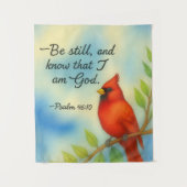 Psalm 46:10 Be Still Red Cardinal Scripture Nature Wandteppich (Vorderseite)