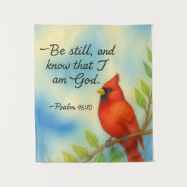 Psalm 46:10 Be Still Red Cardinal Scripture Nature Wandteppich