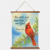 Psalm 46:10 Be Still Red Cardinal Scripture Nature Wandteppich Mit Holzrahmen (Vorderseite)