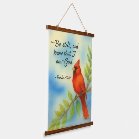 Psalm 46:10 Be Still Red Cardinal Scripture Nature Wandteppich Mit Holzrahmen (Gewinkelt)