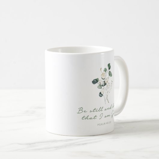 Psalm 46:10, Bibel Verse Print, Sei still, Tasse (VorderseiteRechts)
