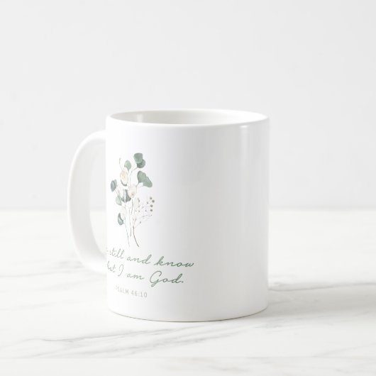 Psalm 46:10, Bibel Verse Print, Sei still, Tasse (Vorderseite Links)