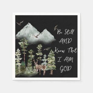 Psalm 46:10 Bibel Verse WATERCOLOR Woodland Serviette