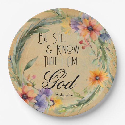 Psalm 46:10 Bibelvers Pappteller (Vorderseite)