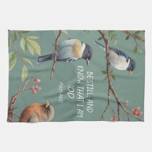 Psalm 46:10 Christliches Bibelverse-Bild Geschirrtuch (Horizontal)