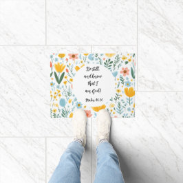Psalm 46:10 Floral Doormat Fußmatte