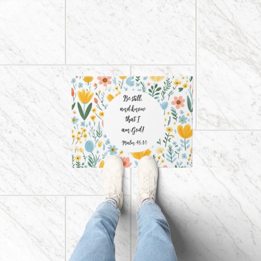 Psalm 46:10 Floral Doormat Fußmatte (Indoor)