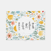 Psalm 46:10 Floral Fleece Blanket (Vorderseite (Horizontal))