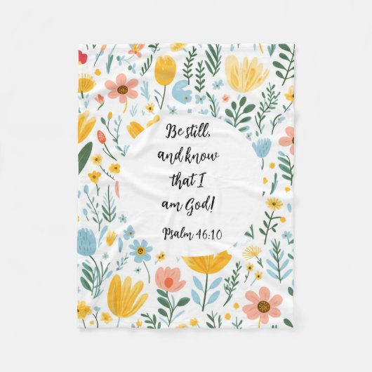 Psalm 46:10 Floral Fleece Blanket (Vorderseite)