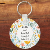 Psalm 46:10 Floral Keychain Schlüsselanhänger (Vorderseite)