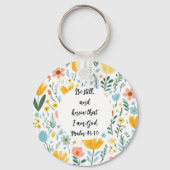 Psalm 46:10 Floral Keychain Schlüsselanhänger (Rückseite)