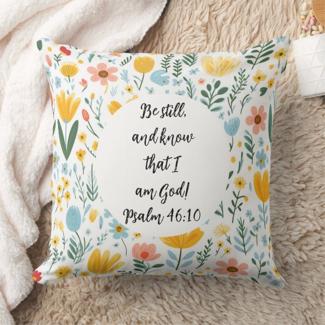 Psalm 46:10 Floral Throw Pillow Kissen (Decke)