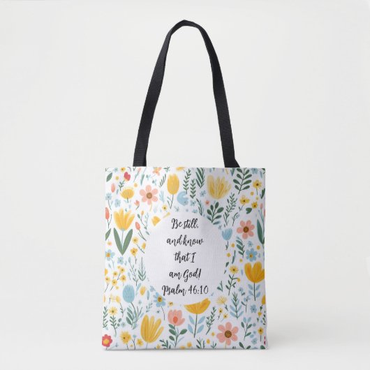 Psalm 46:10 Floral Tote Bag Tasche (Vorderseite)