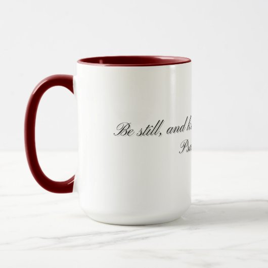 Psalm 46:10, Geschenktasse Tasse (Links)