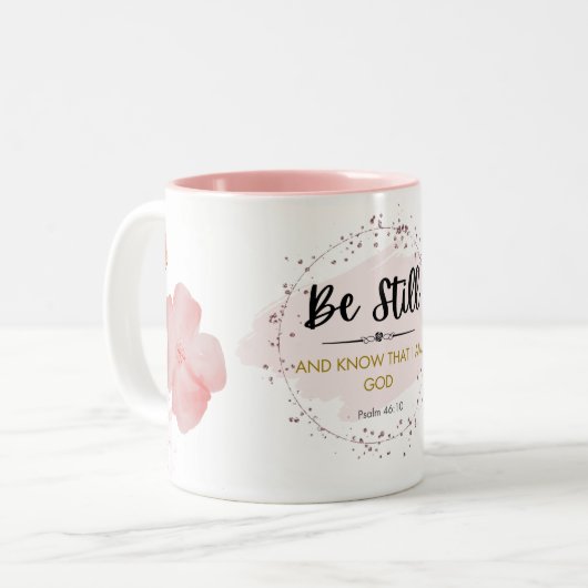 Psalm 46:10 Keramik Tasse (Vorderseite Links)