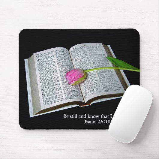 Psalm 46:10 Rosa Tulip auf der Bibel Mousepad (Mit Mouse)