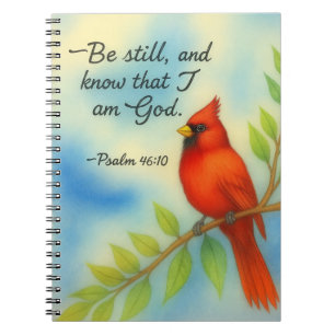 Psalm 46:10 Sei still Roter Kardinal Schrift Natur Notizblock