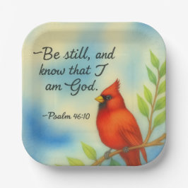 Psalm 46:10 Sei still Roter Kardinal Schrift Natur Pappteller