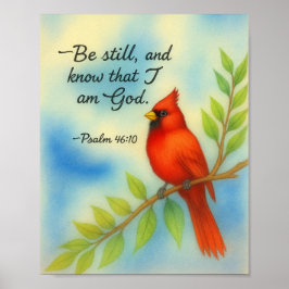 Psalm 46:10 Sei Still Roter Kardinal Schrift Natur Poster