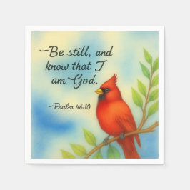 Psalm 46:10 Sei still Roter Kardinal Schrift Natur Serviette