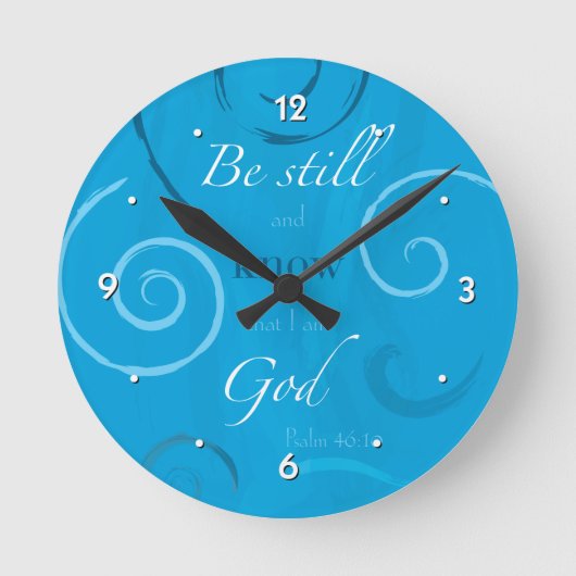 Psalm 46:10 - Sei still und weiß, dass ich Gott bi Runde Wanduhr (Vorderseite)