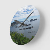 Psalm 46:10 Sei still und weiß, dass ich Gott bin Runde Wanduhr (Winkel)