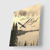 Psalm 46:10 Sei still und weiß, dass ich Gott Sepi Quadratische Wanduhr (Winkel)