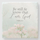 Psalm 46:10 Sei still und weiß, ich bin Gott Bibel Steinuntersetzer (Vorderseite)