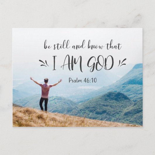 Psalm 46:10 Seid still und wisst, dass ich GOTT-Bi Postkarte (Vorderseite)