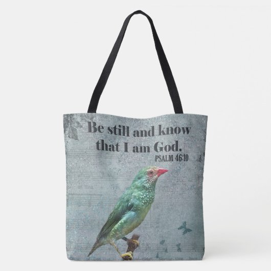 Psalm 46:10 Verse und Australian Star Finch Tasche (Rückseite)