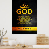 Psalm 46:1-3 Bibelverse Poster (Küche)