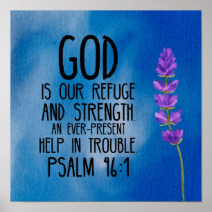 Psalm 46:1 Christliche Bibelvers-Kunst Poster