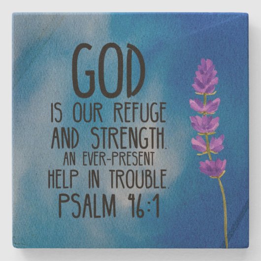 Psalm 46:1 Christliche Verse Kunst Steinuntersetzer (Vorderseite)