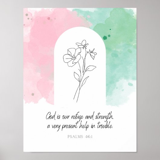 Psalm 46:1 Gesteckte Blume Wall Art Poster (Vorne)