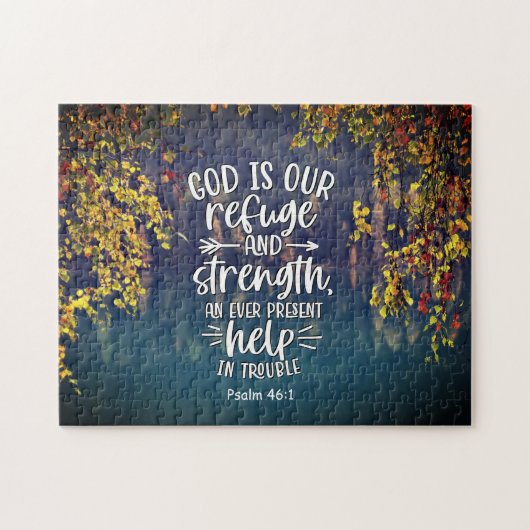 Psalm 46:1 Gott ist unsere Zuflucht und Stärke Puzzle (Horizontal)