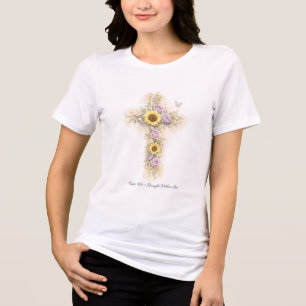 Psalm 46:5 Blumenkreuz-Shirt Tri-Blend Shirt