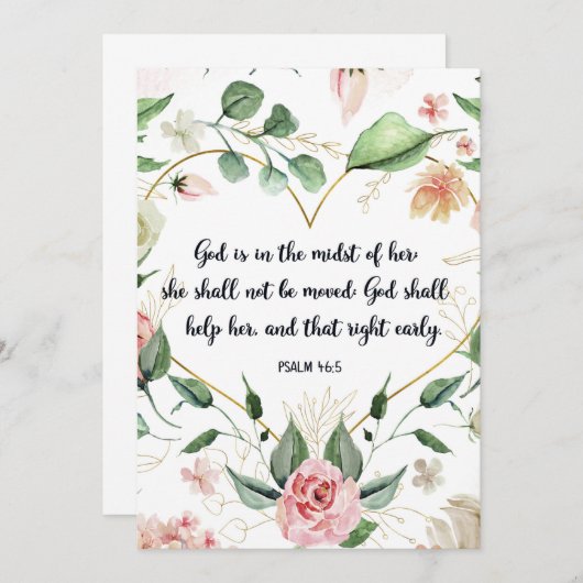 Psalm 46:5, Gott ist in ihr, Schrift Kunst Einladung (Vorne/Hinten)