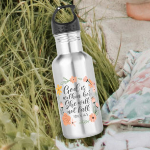 Psalm 46:5 Gott ist in ihr, sie wird nicht fallen Edelstahlflasche